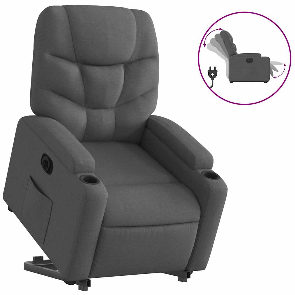 Fauteuil inclinable électrique gris foncé tissu - XIOS