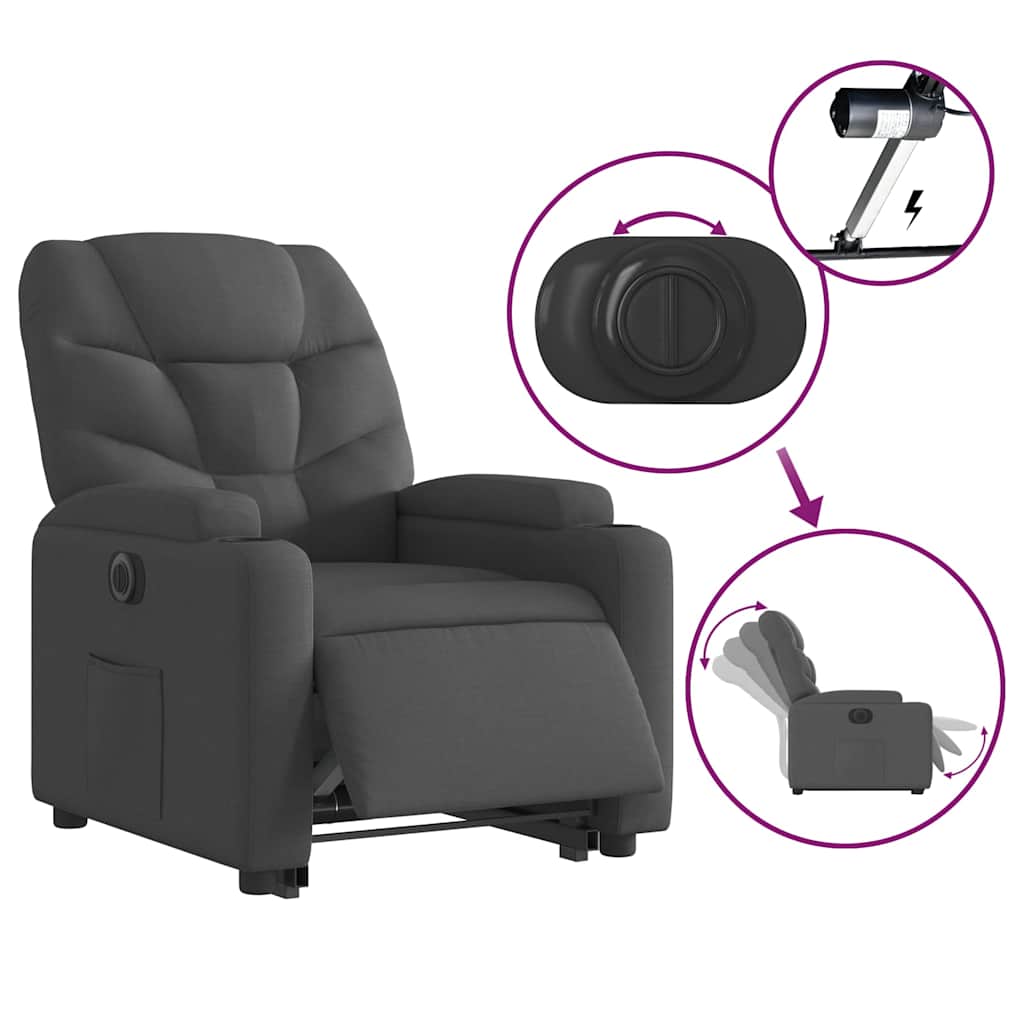 Fauteuil inclinable électrique gris foncé tissu - XIOS