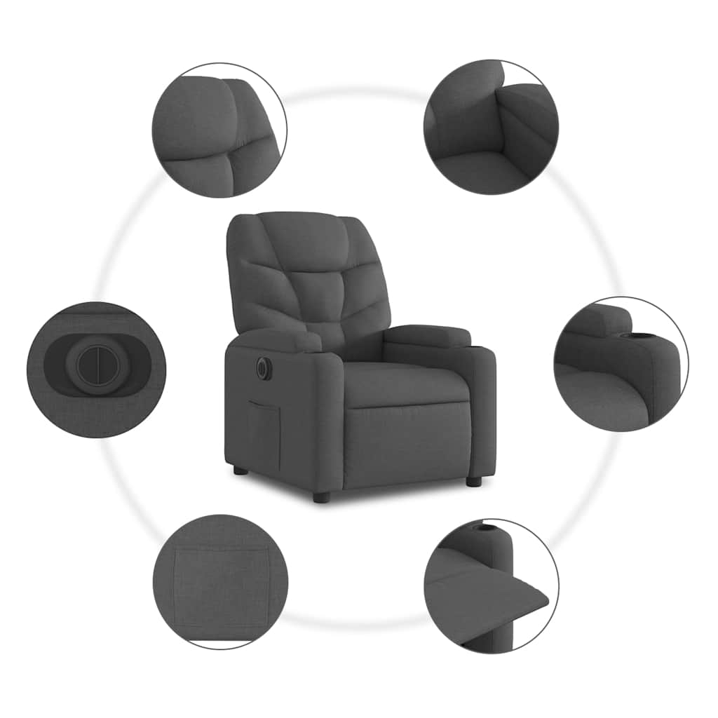 Fauteuil inclinable électrique gris foncé tissu - XIOS