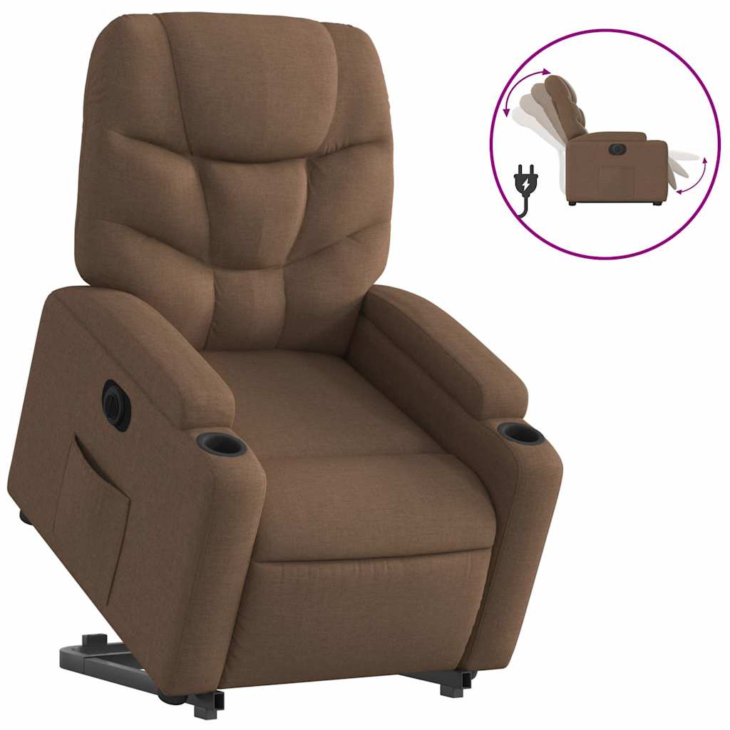 Fauteuil inclinable électrique marron tissu - XIOS