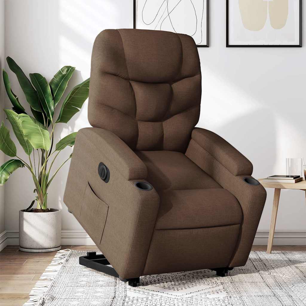 Fauteuil inclinable électrique marron tissu - XIOS
