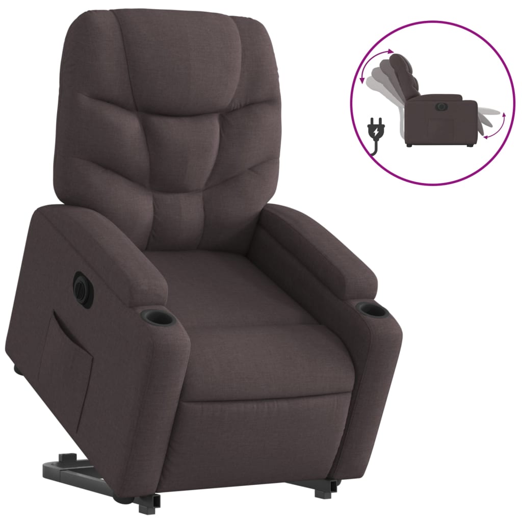 Fauteuil inclinable électrique marron foncé tissu - XIOS
