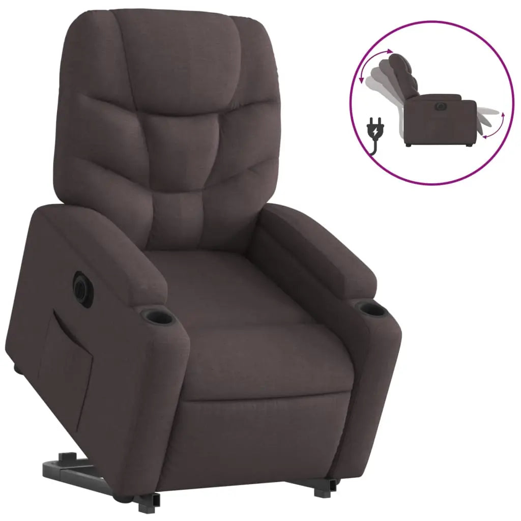 Fauteuil inclinable électrique marron foncé tissu - XIOS