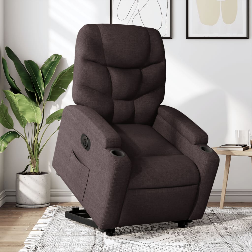 Fauteuil inclinable électrique marron foncé tissu - XIOS