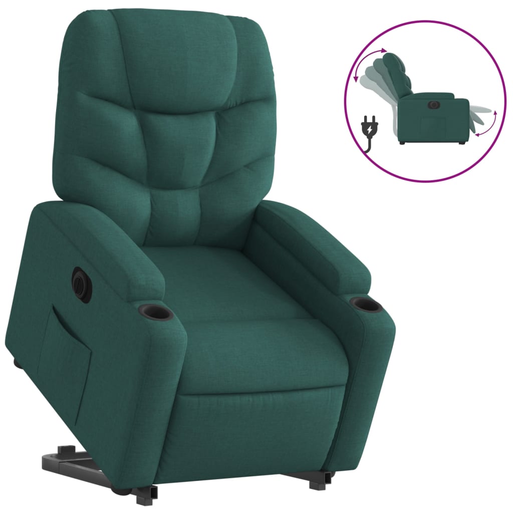 Fauteuil inclinable électrique vert foncé tissu - XIOS