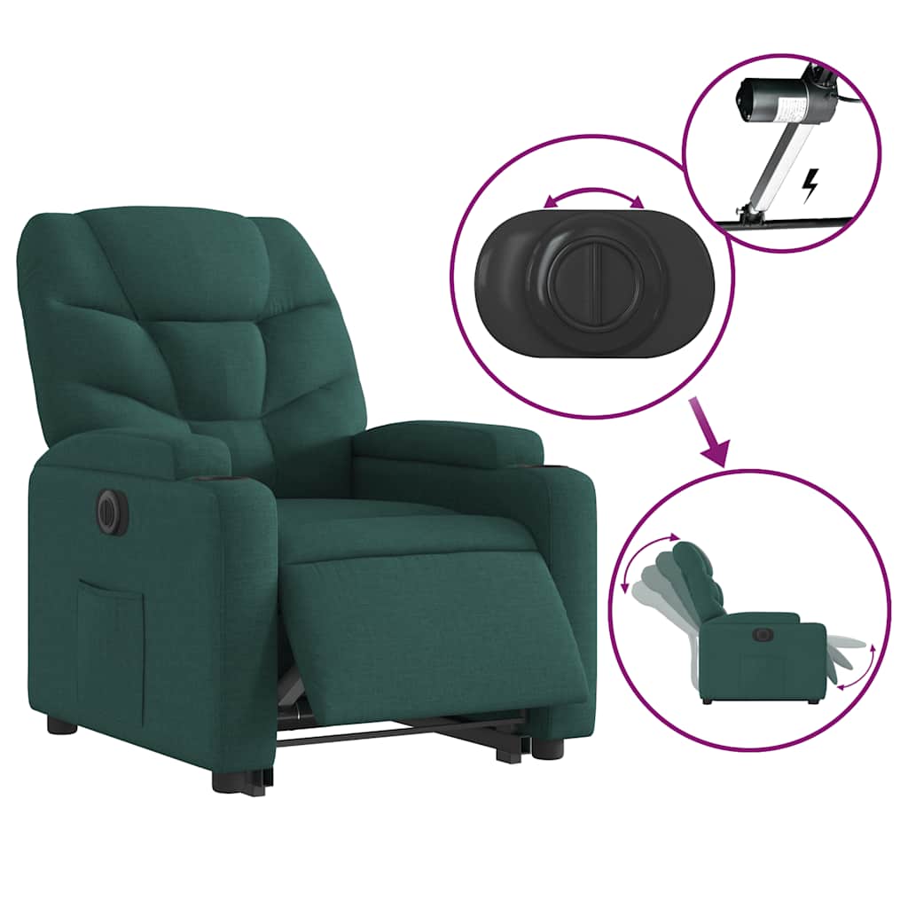 Fauteuil inclinable électrique vert foncé tissu - XIOS
