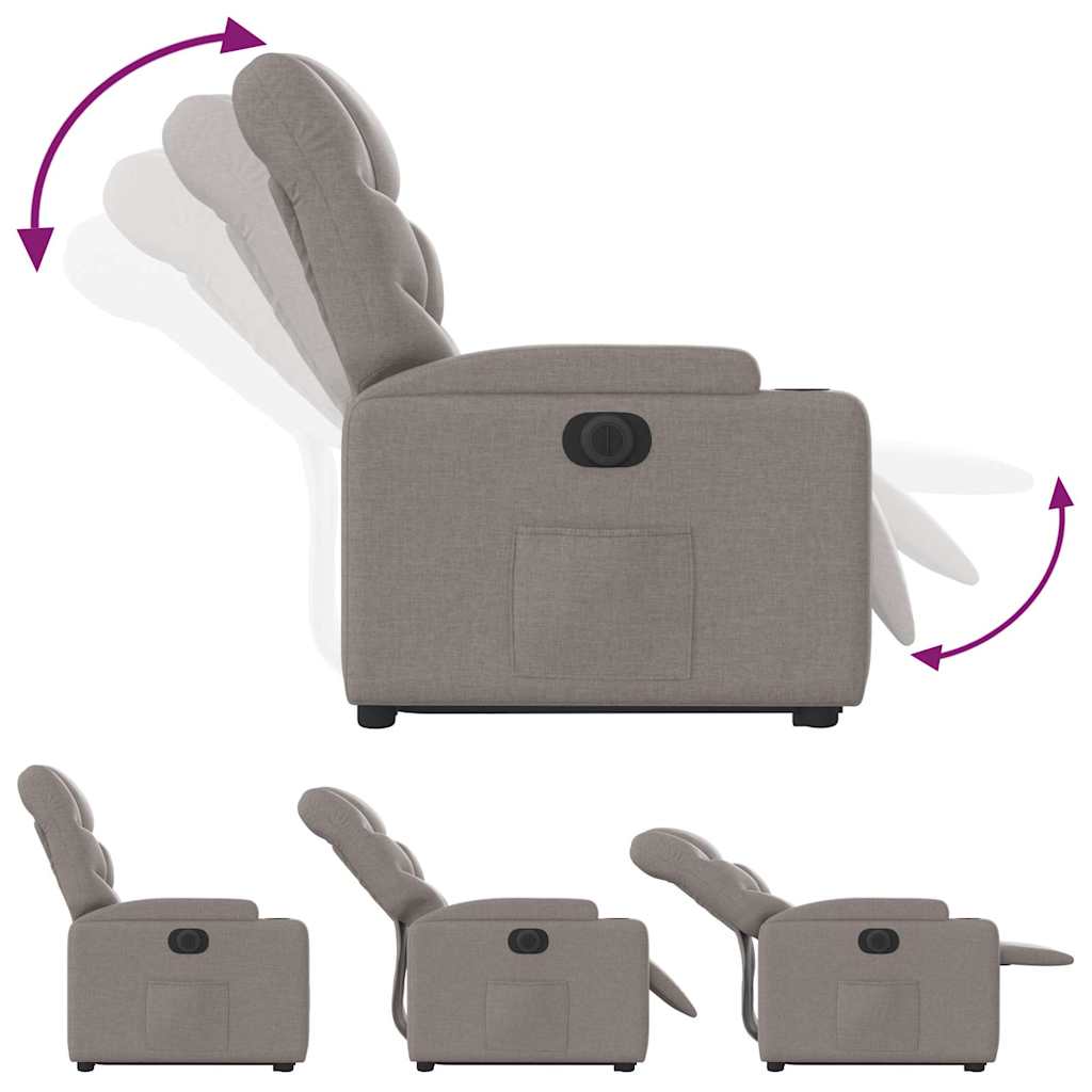 Fauteuil inclinable électrique taupe tissu