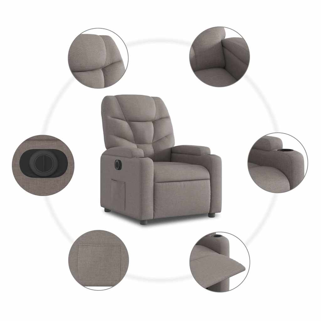Fauteuil inclinable électrique taupe tissu - XIOS