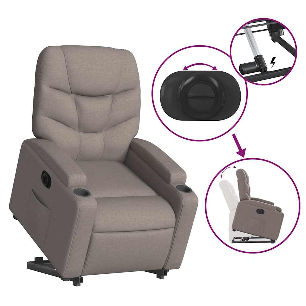 Fauteuil inclinable électrique taupe tissu - XIOS