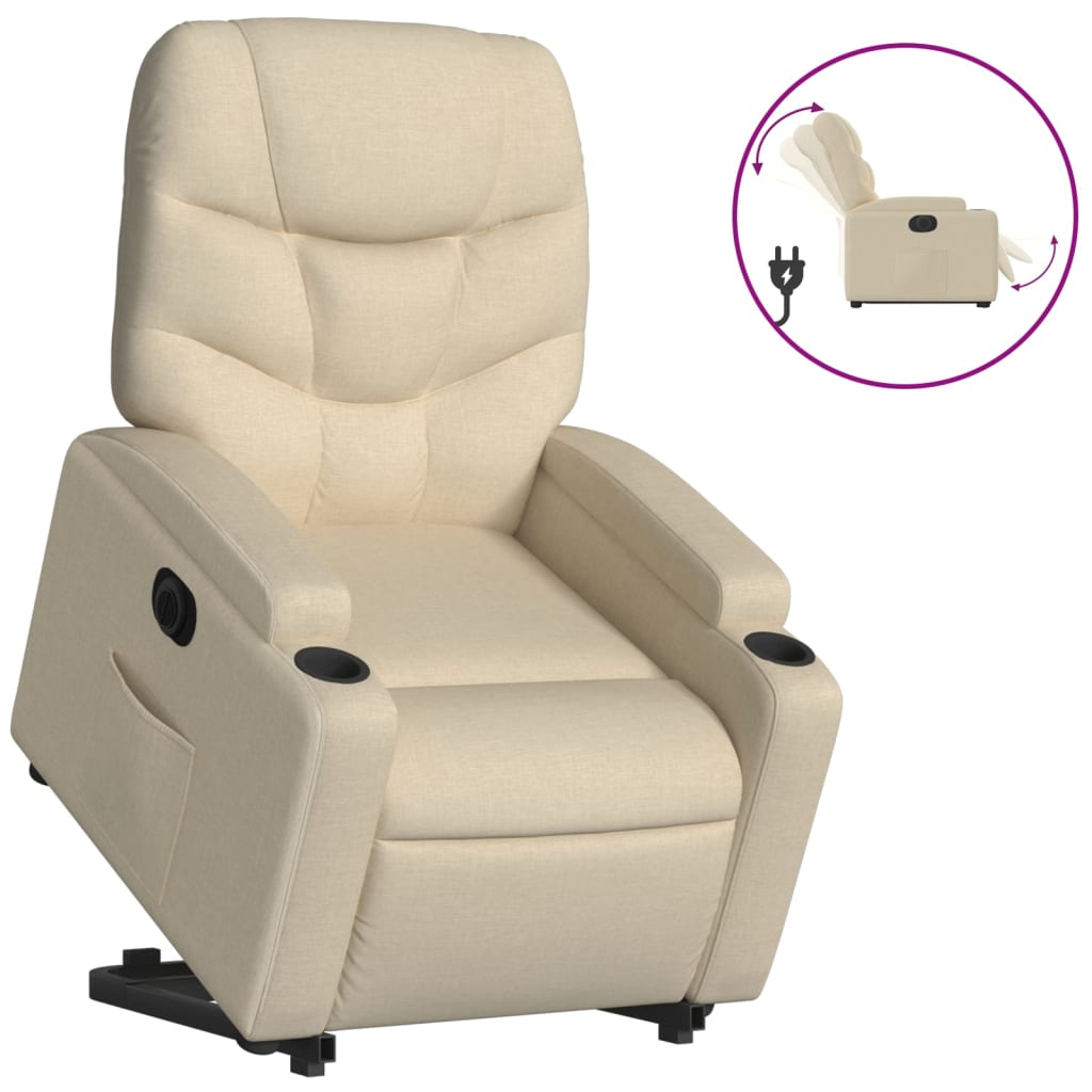 Fauteuil inclinable électrique crème tissu - XIOS