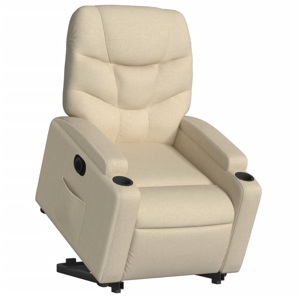 Fauteuil inclinable électrique crème tissu
