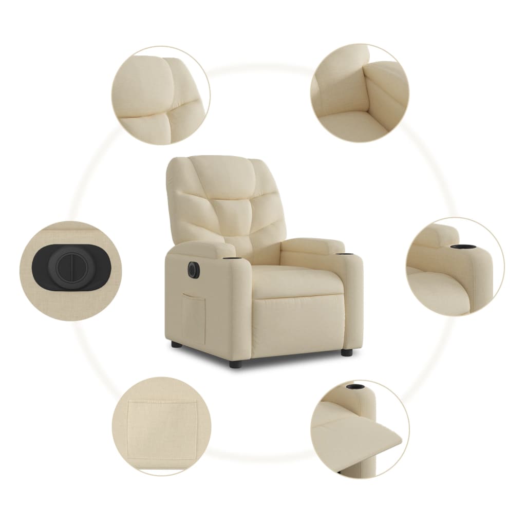 Fauteuil inclinable électrique crème tissu - XIOS