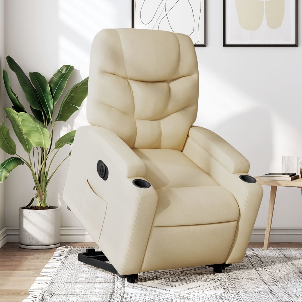 Fauteuil inclinable électrique crème tissu - XIOS