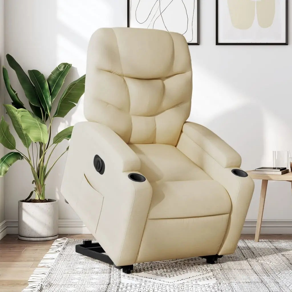 Fauteuil inclinable électrique crème tissu - XIOS