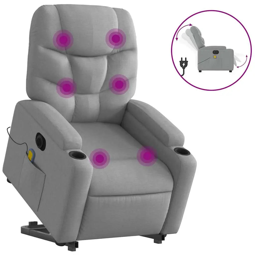 Fauteuil inclinable de massage électrique Gris clair Tissu - XIOS