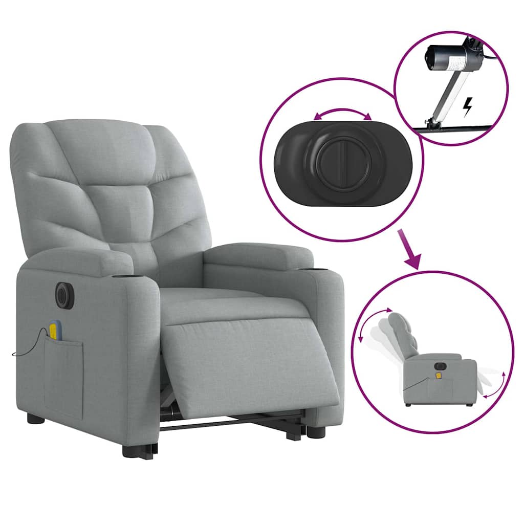 Fauteuil inclinable de massage électrique Gris clair Tissu - XIOS