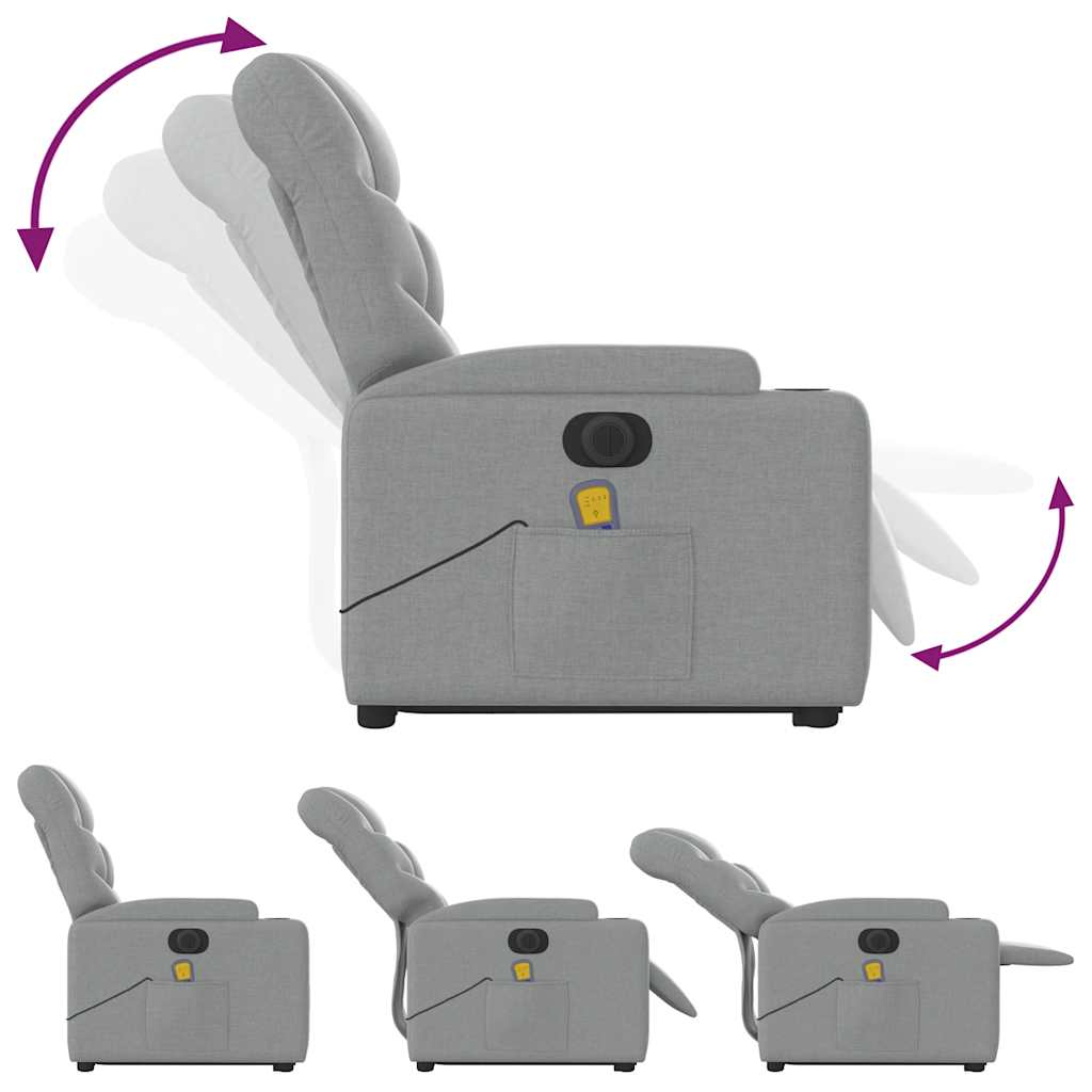 Fauteuil inclinable de massage électrique Gris clair Tissu