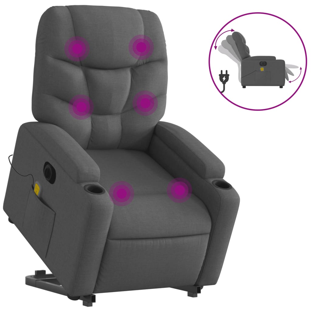 Fauteuil inclinable de massage électrique Gris foncé Tissu - XIOS