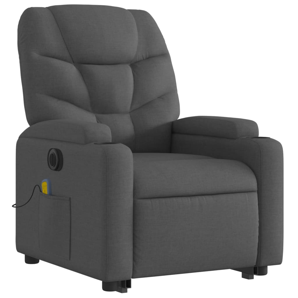 Fauteuil inclinable de massage électrique Gris foncé Tissu - XIOS