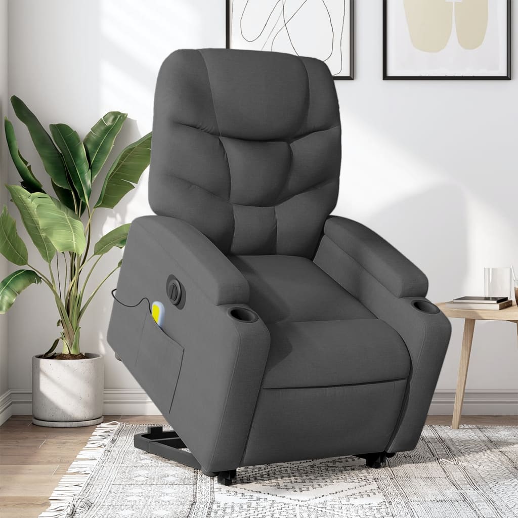 Fauteuil inclinable de massage électrique Gris foncé Tissu - XIOS