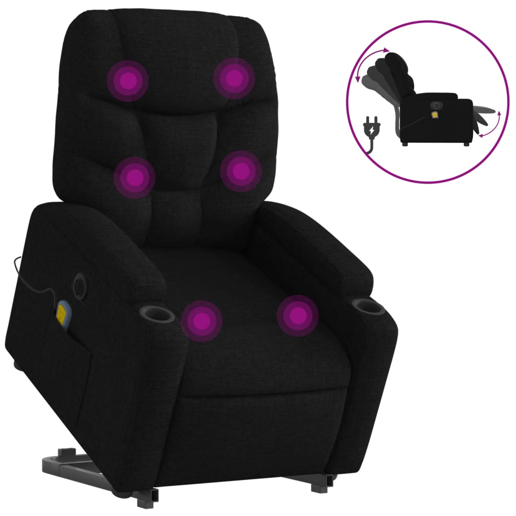 Fauteuil inclinable de massage électrique Noir Tissu - XIOS