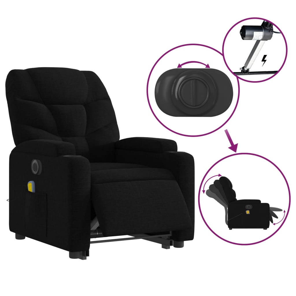 Fauteuil inclinable de massage électrique Noir Tissu - XIOS
