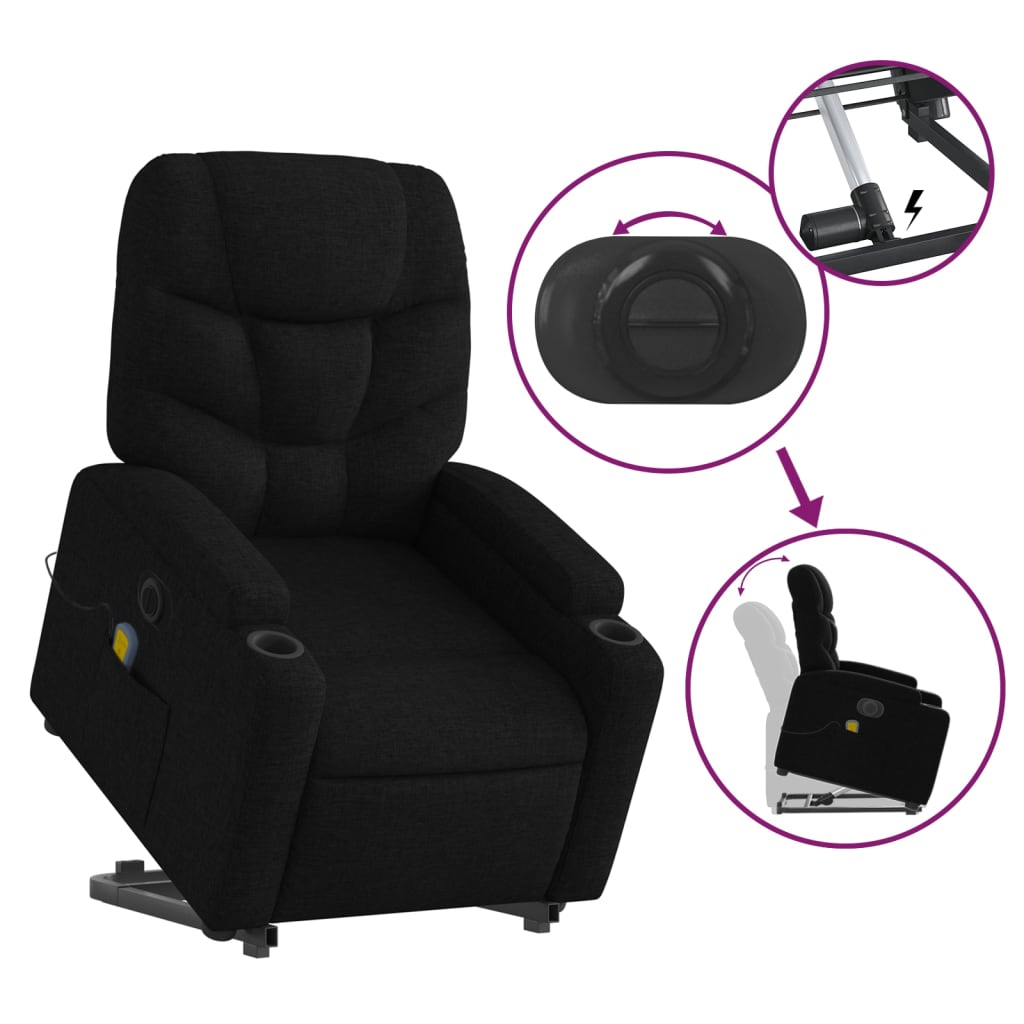 Fauteuil inclinable de massage électrique Noir Tissu - XIOS