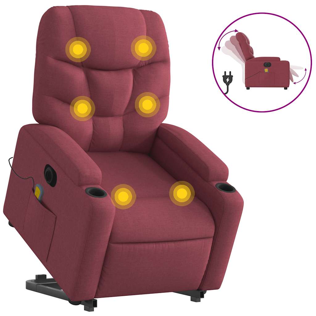 Fauteuil inclinable de massage électrique Rouge bordeaux Tissu