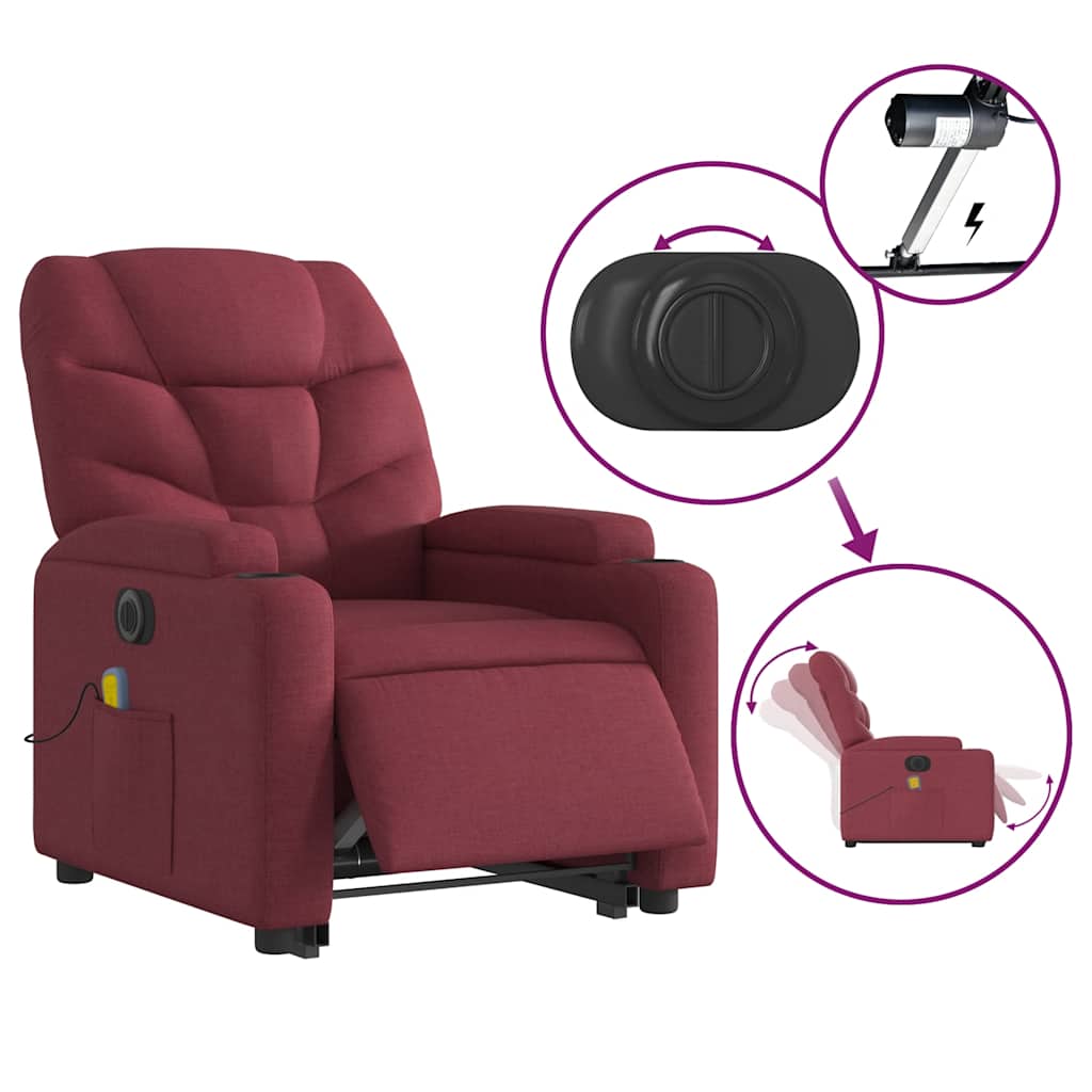 Fauteuil inclinable de massage électrique Rouge bordeaux Tissu - XIOS