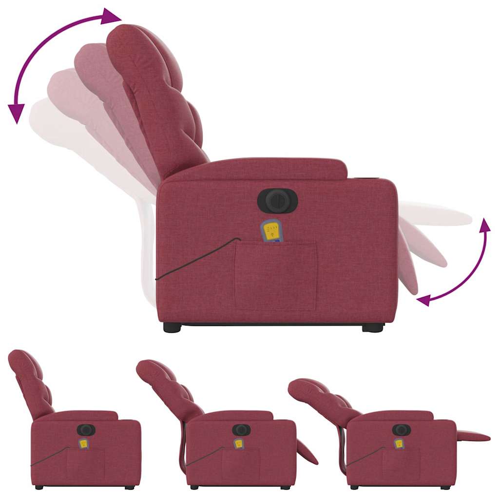 Fauteuil inclinable de massage électrique Rouge bordeaux Tissu - XIOS