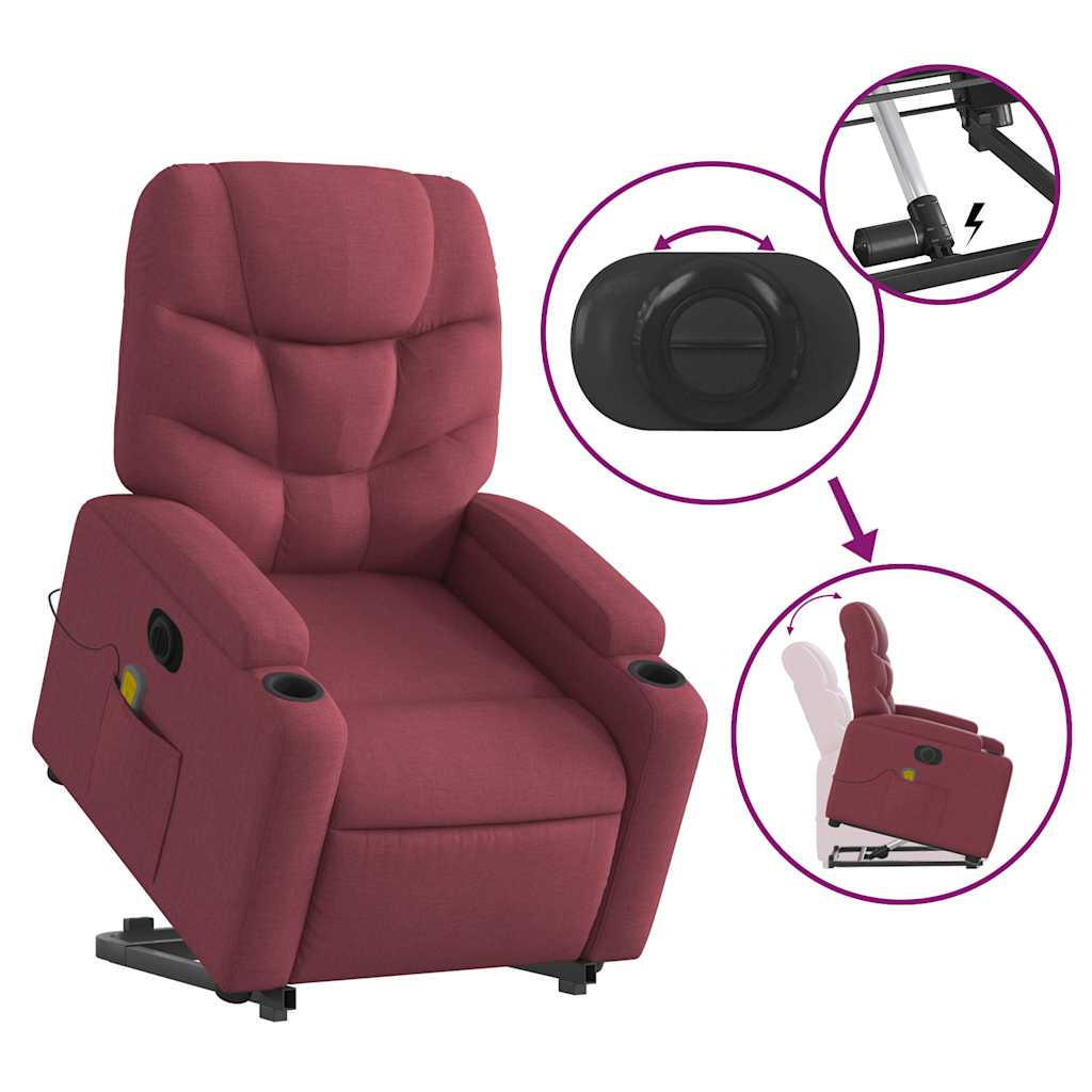 Fauteuil inclinable de massage électrique Rouge bordeaux Tissu