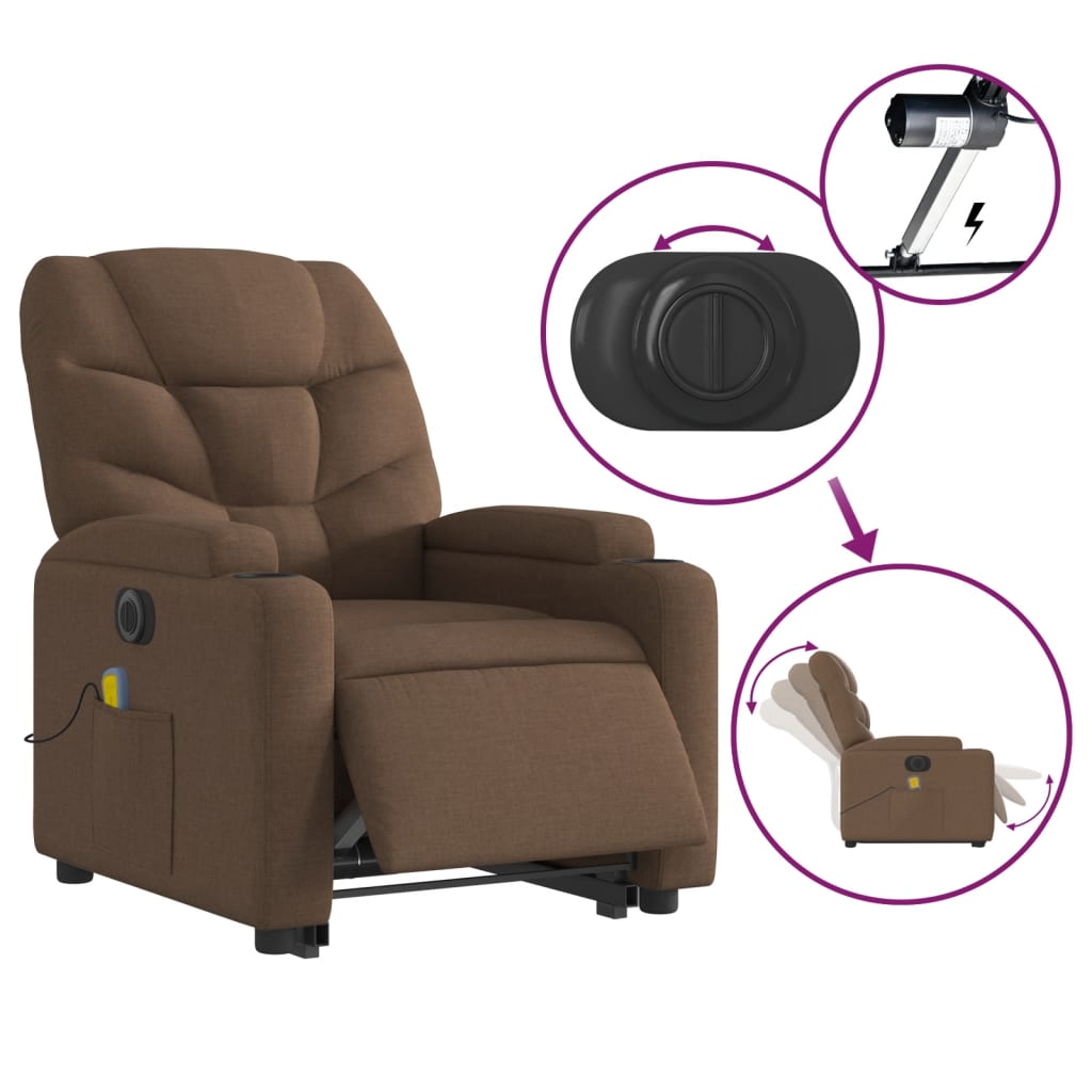 Fauteuil inclinable de massage électrique Marron Tissu - XIOS