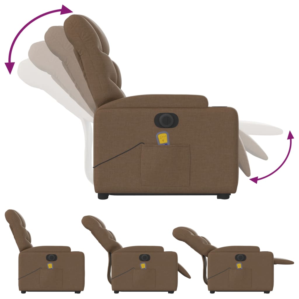 Fauteuil inclinable de massage électrique Marron Tissu
