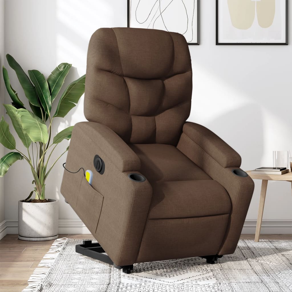 Fauteuil inclinable de massage électrique Marron Tissu - XIOS