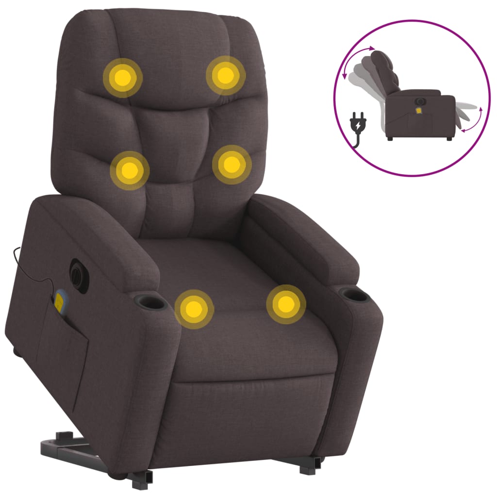 Fauteuil inclinable de massage électrique Marron foncé Tissu - XIOS