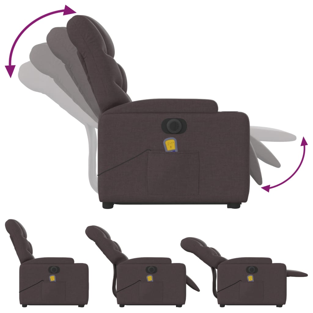 Fauteuil inclinable de massage électrique Marron foncé Tissu - XIOS