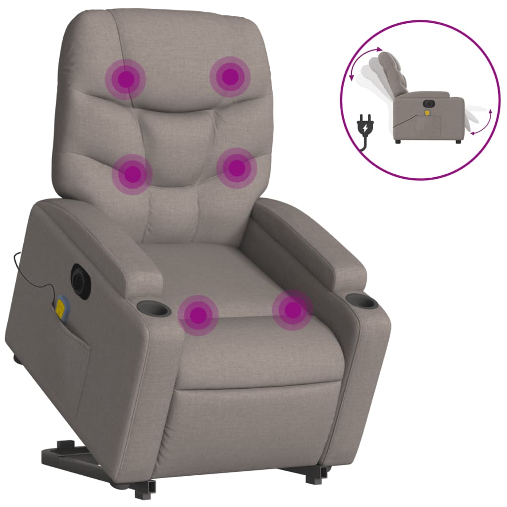 Fauteuil inclinable de massage électrique Taupe Tissu - XIOS