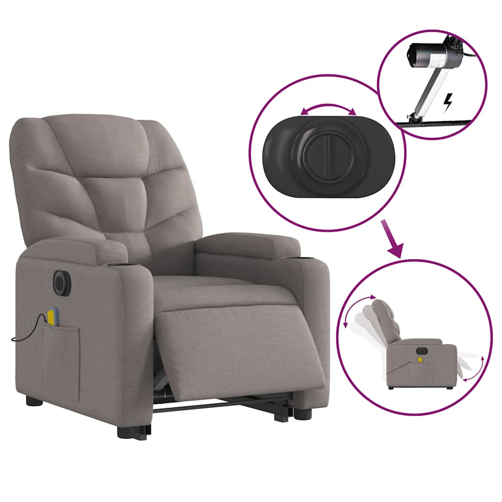 Fauteuil inclinable de massage électrique Taupe Tissu - XIOS