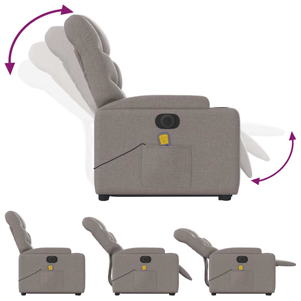 Fauteuil inclinable de massage électrique Taupe Tissu