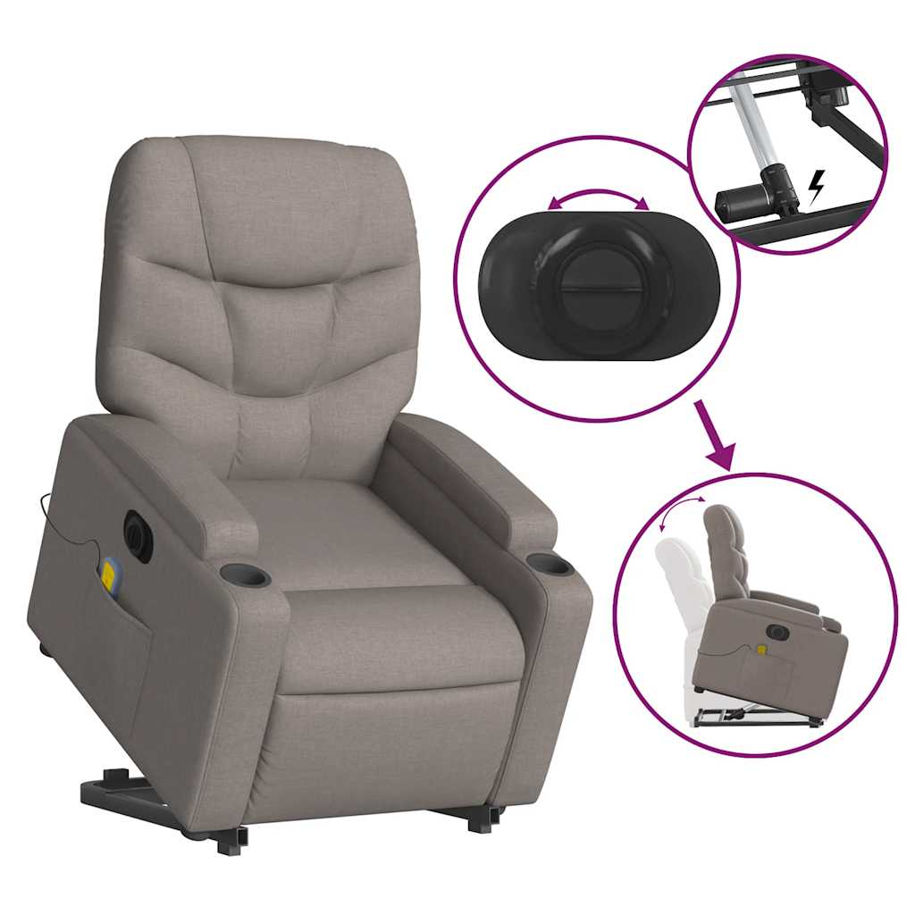 Fauteuil inclinable de massage électrique Taupe Tissu - XIOS