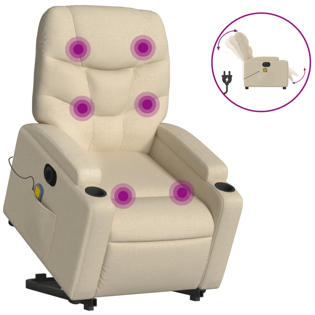 Fauteuil inclinable de massage électrique Crème Tissu - XIOS