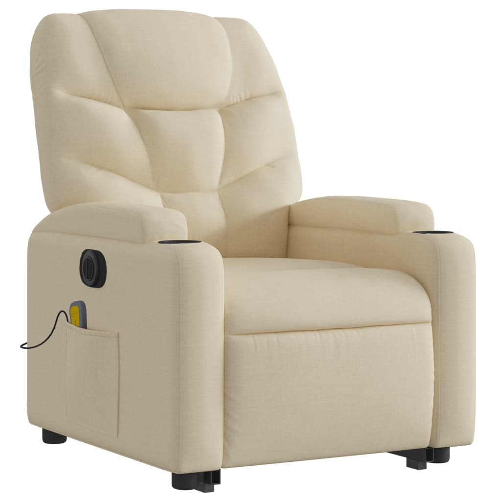 Fauteuil inclinable de massage électrique Crème Tissu - XIOS
