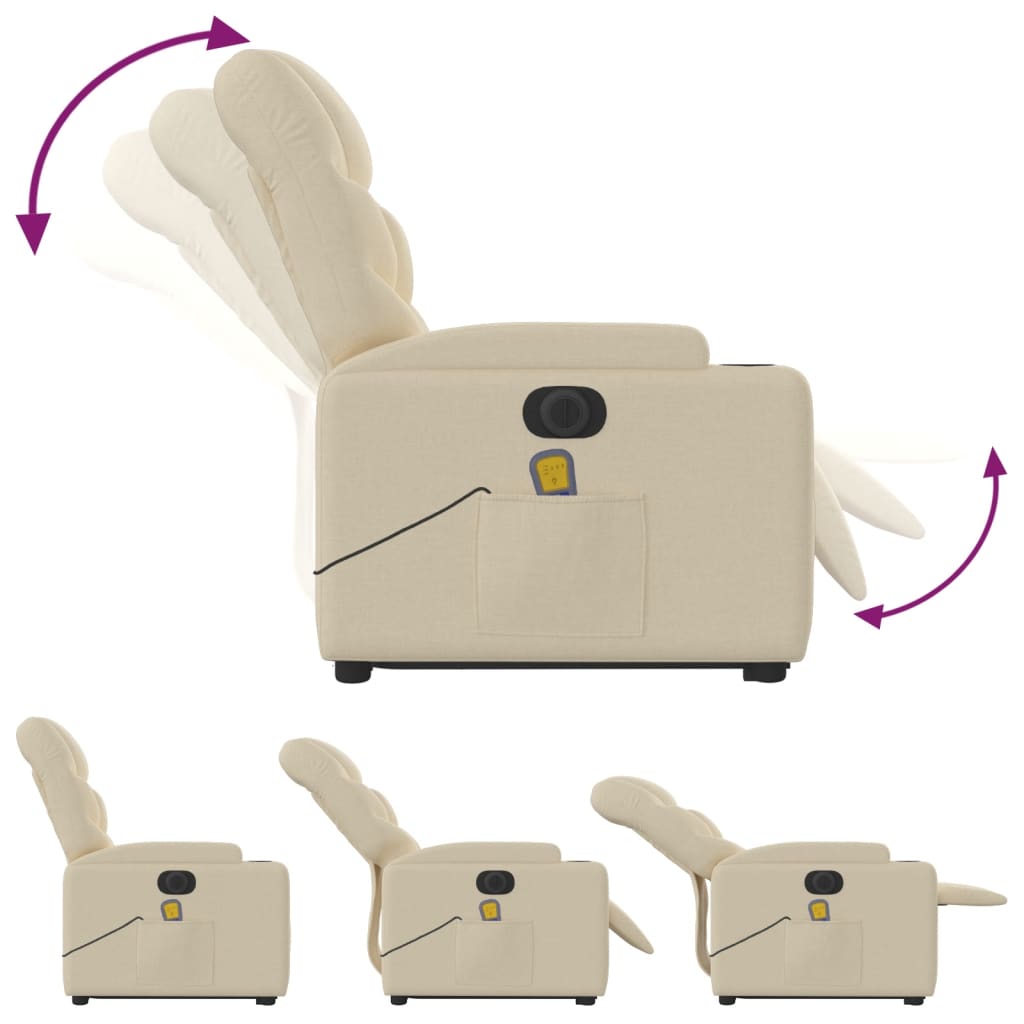 Fauteuil inclinable de massage électrique Crème Tissu - XIOS