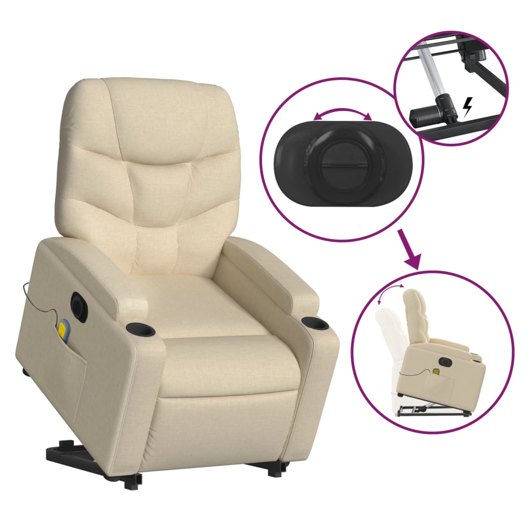 Fauteuil inclinable de massage électrique Crème Tissu - XIOS