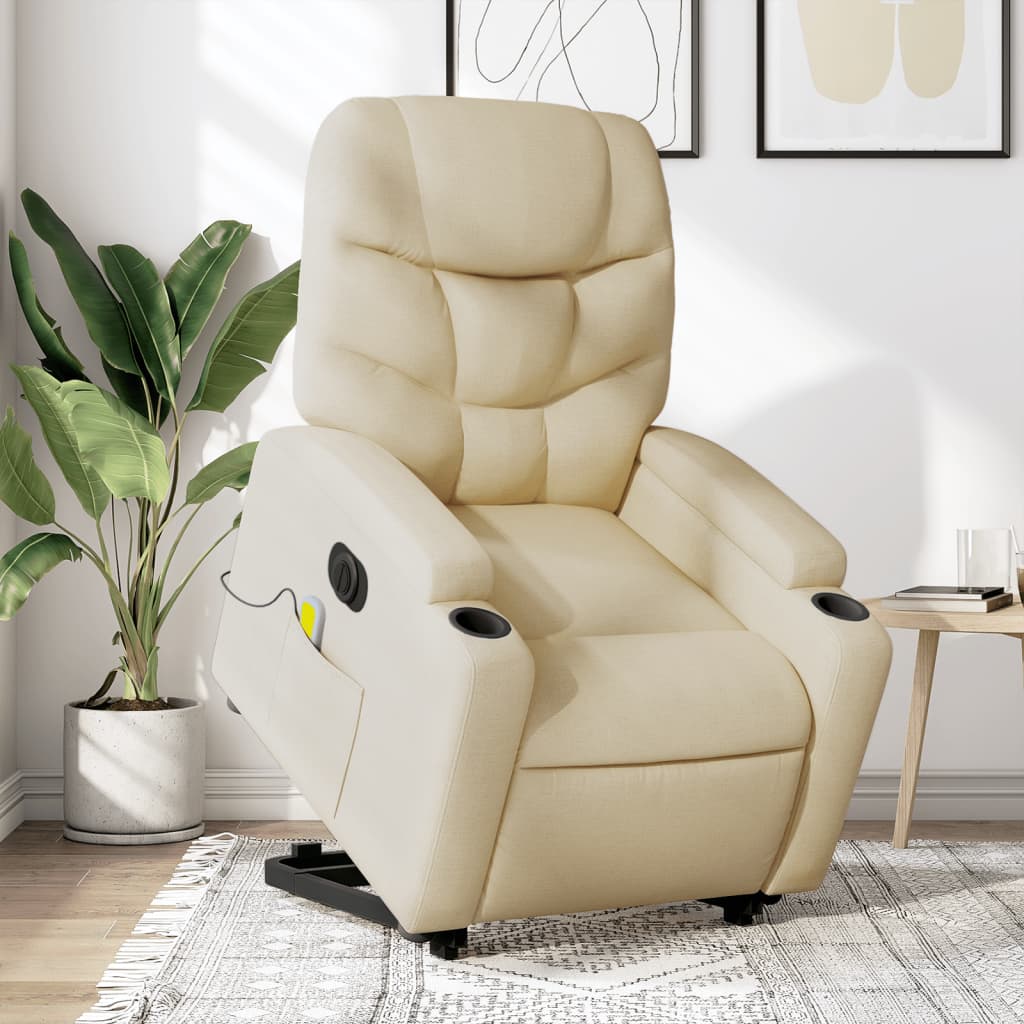 Fauteuil inclinable de massage électrique Crème Tissu - XIOS