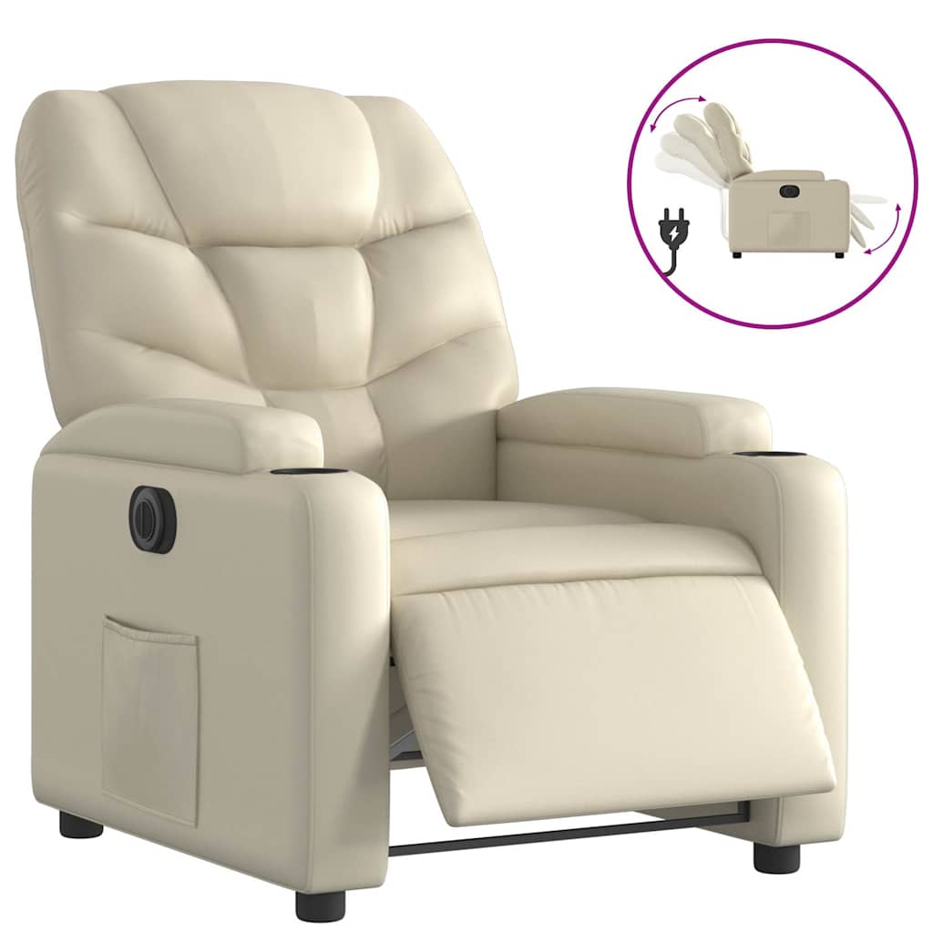 Fauteuil inclinable électrique Crème Similicuir