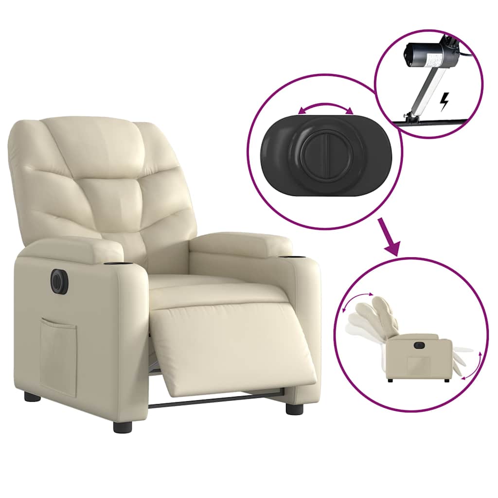 Fauteuil inclinable électrique Crème Similicuir - XIOS