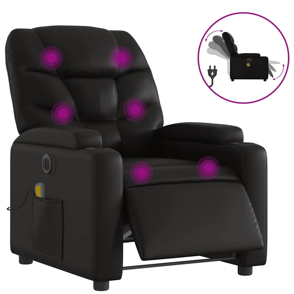 Fauteuil de massage inclinable électrique noir similicuir - XIOS
