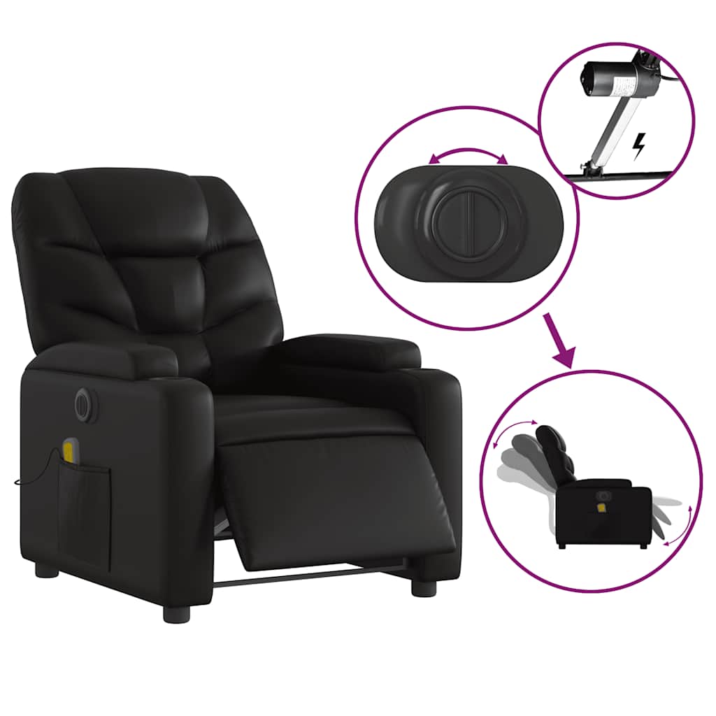 Fauteuil de massage inclinable électrique noir similicuir - XIOS