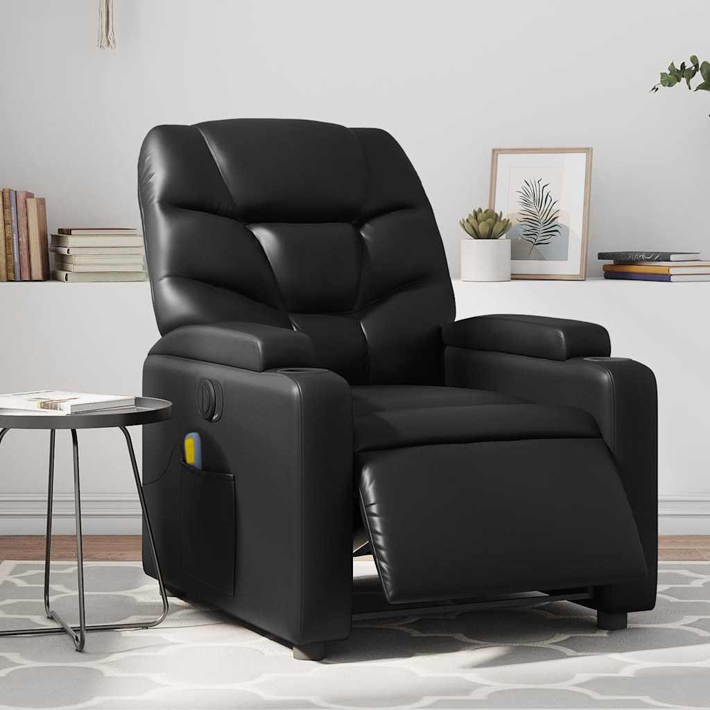 Fauteuil de massage inclinable électrique noir similicuir - XIOS